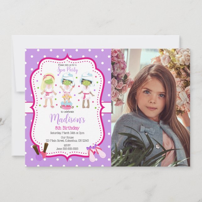 Invitation photo pour fête d'anniversaire de maqui (Devant)