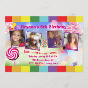 Invitation photo pour fête d'anniversaire sucrée C