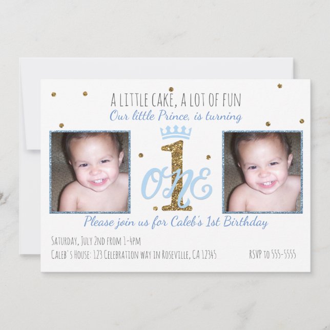 Invitation photo pour la fête d'anniversaire de 1  (Devant)