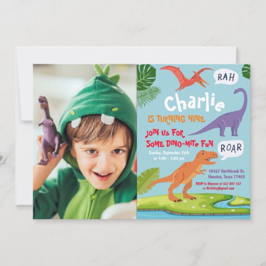 Invitation Photo Pour L Anniversaire De Dinosaur Zazzle Fr