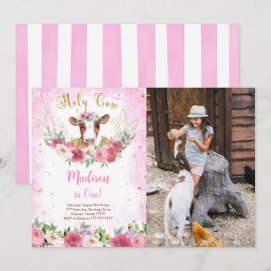 Invitation photo pour l'anniversaire de la vache
