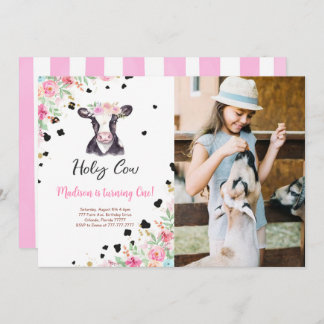 Invitation photo pour l'anniversaire de la vache s