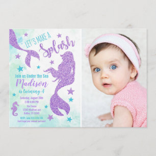 Invitation photo pour l'anniversaire de Mermaid / 