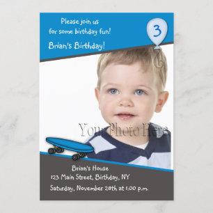 Invitation photo pour l'anniversaire de Skateboard