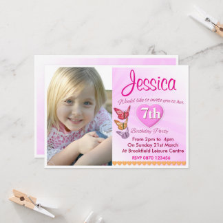 Invitation photo pour l'anniversaire des filles th