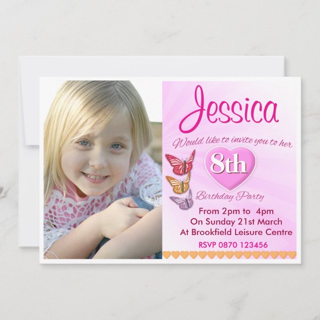 Invitation photo pour l'anniversaire des filles th (Devant)