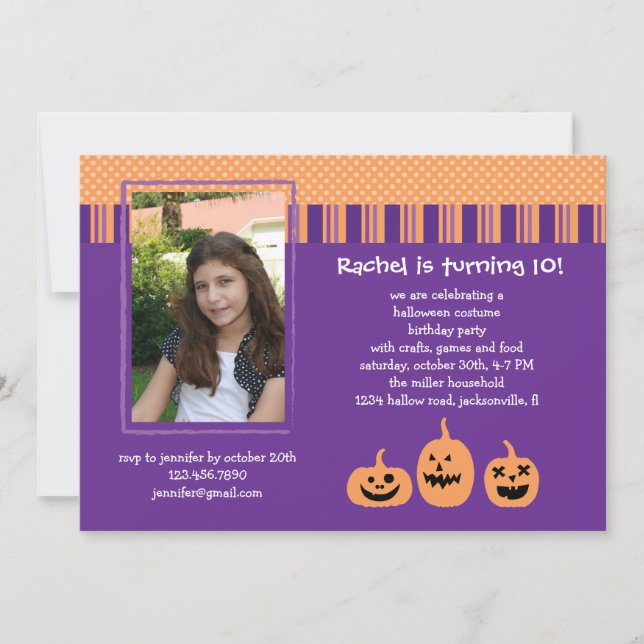 Invitation photo pour l'anniversaire d'Halloween (Devant)
