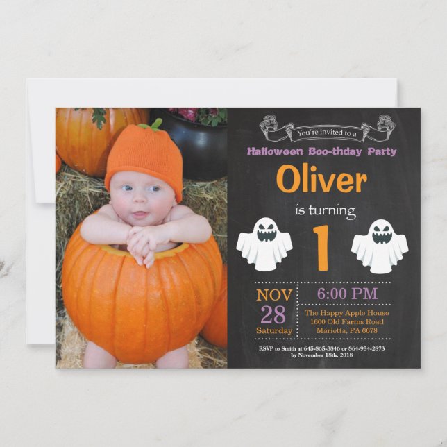Invitation photo pour l'anniversaire d'Halloween (Devant)