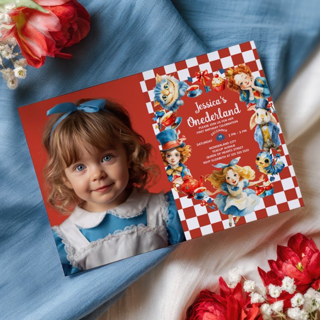 Invitation photo pour le 1er anniversaire d'Alice  (Créateur téléchargé)