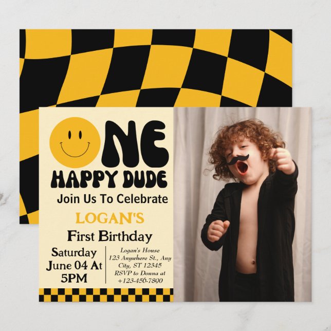 Invitation photo pour le 1er anniversaire de One H (Devant / Derrière)