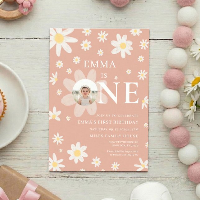 Invitation photo pour le 1er anniversaire de Pink  (Créateur téléchargé)