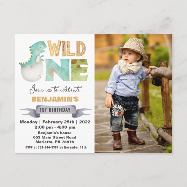 Invitation photo pour le 1er anniversaire de Wild  (Devant)