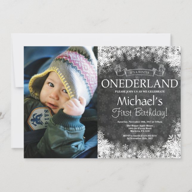 Invitation photo pour le 1er anniversaire de Winte (Devant)