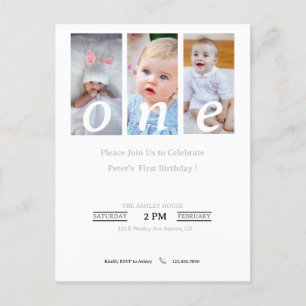 Invitation photo pour le 1er anniversaire garçon, 