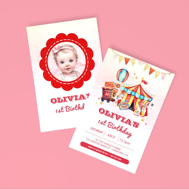 Invitation photo pour le 1er anniversaire sous le  (Créateur téléchargé)