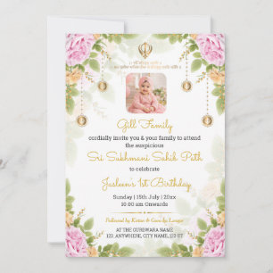 Invitation photo pour le 1er anniversaire Sukhmani