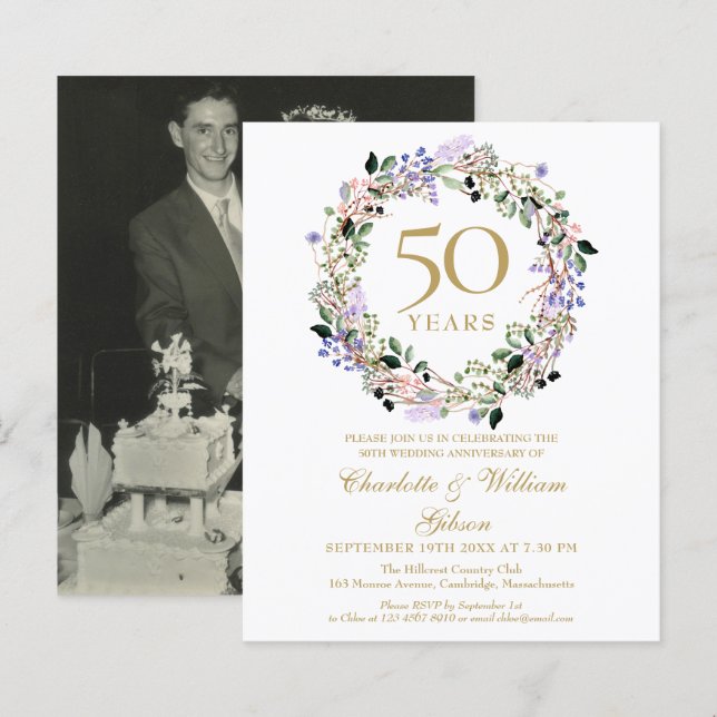 Invitation photo pour le 50e anniversaire de maria (Devant / Derrière)