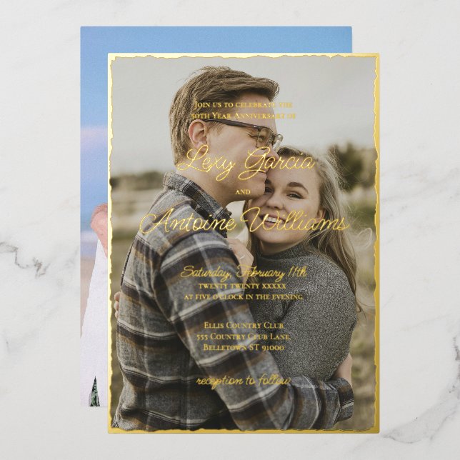 Invitation photo pour le 50e anniversaire Then & N (Recto/Verso)