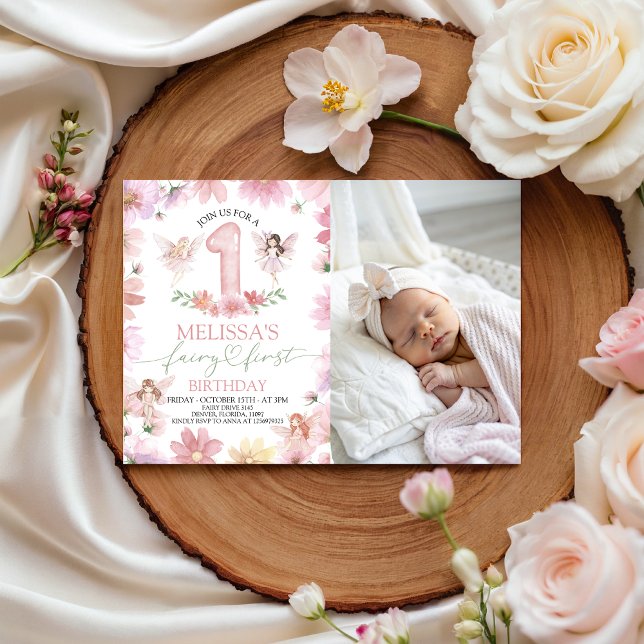 Invitation photo pour le premier anniversaire de f (Créateur téléchargé)