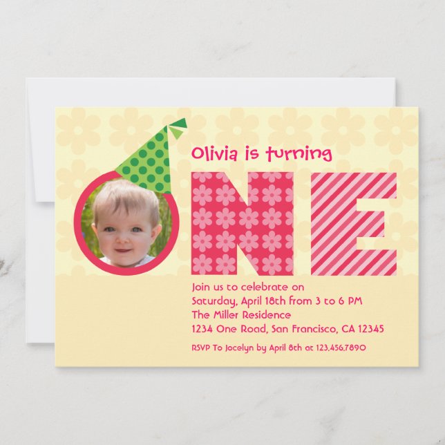 Invitation photo pour le premier anniversaire "One (Devant)