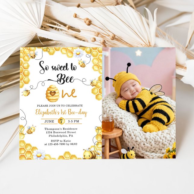 Invitation photo pour le premier anniversaire So S (Créateur téléchargé)