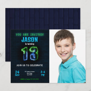 Invitation photo pour les 13 ans d'un garçon