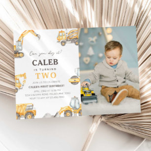 Invitation photo pour les 2 ans avec camion de con
