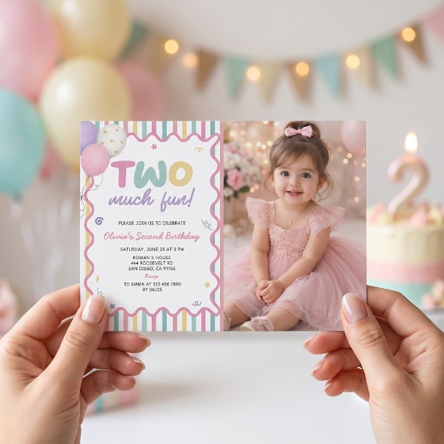 Invitation photo pour les 2 ans de fille trop amus (Créateur téléchargé)