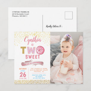 Invitation photo pour les 2 ans d'une fille avec d