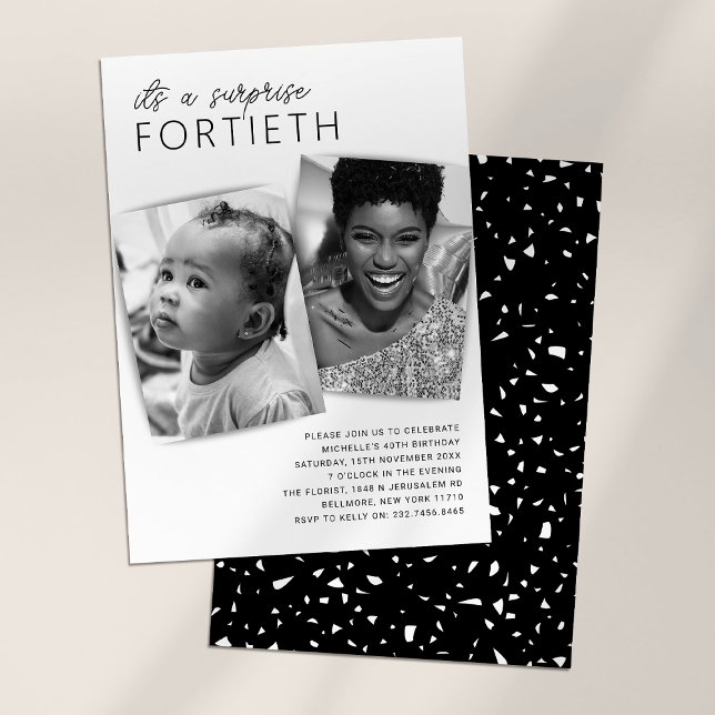 Invitation photo pour les 40 ans avec un design "A (Créateur téléchargé)