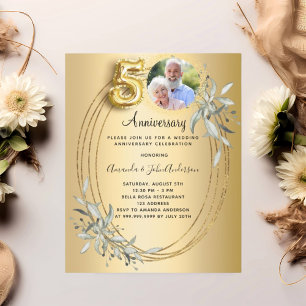 Invitation photo pour les 50 ans de mariage en or