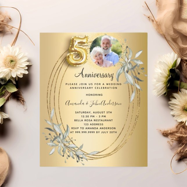 Invitation photo pour les 50 ans de mariage en or (Créateur téléchargé)