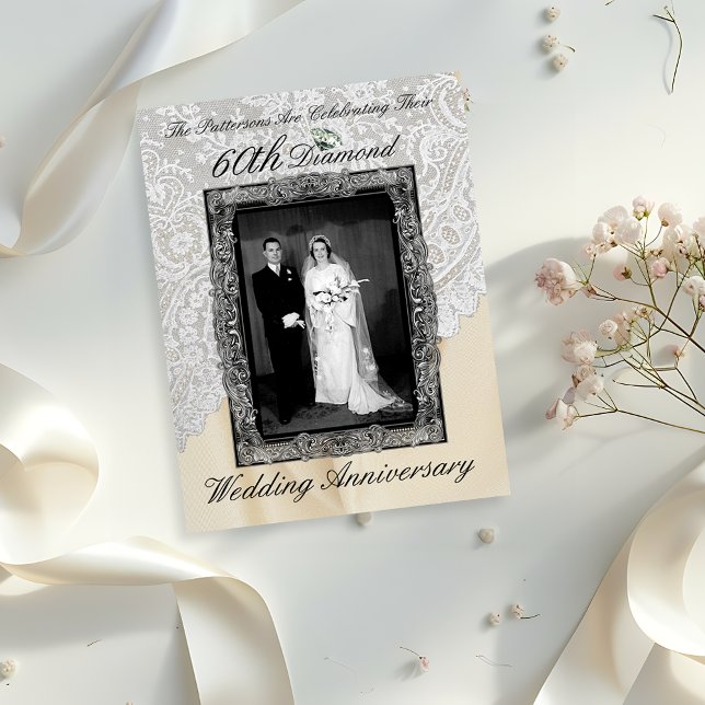 Invitation photo pour les 60 ans de mariage avec d (Créateur téléchargé)