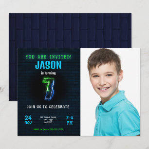 Invitation photo pour les 7 ans d'un garçon