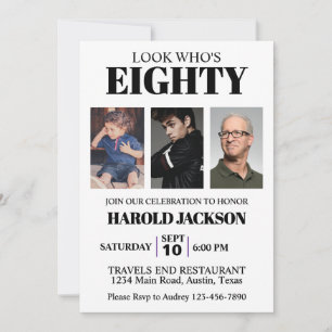 Invitation photo pour les 80 ans ou anniversaire d