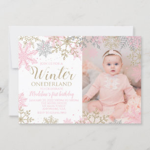 Invitation photo pour ONEderland hivernal flocon d