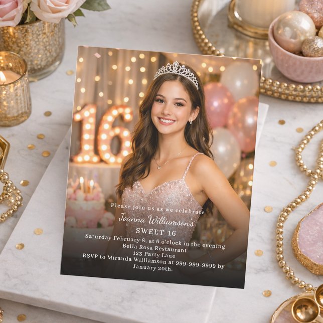 Invitation photo pour Sweet 16 (Créateur téléchargé)