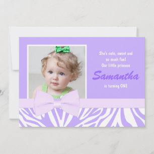 Invitation Photo pourpre de fête d'anniversaire de filles