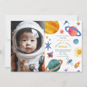 Invitation Photo Premier voyage autour de sun astronaute 1er