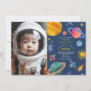 Invitation Photo Premier voyage autour de sun astronaute 1er