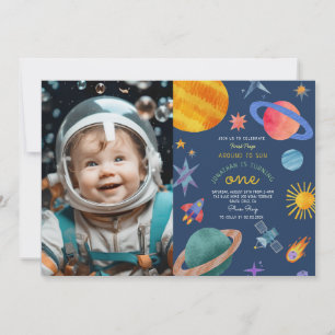 Invitation Photo Premier voyage autour de sun astronaute 1er 