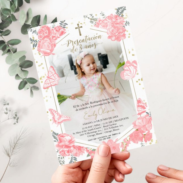 Invitation Photo Présentation 3 ans Papillon (Créateur téléchargé)