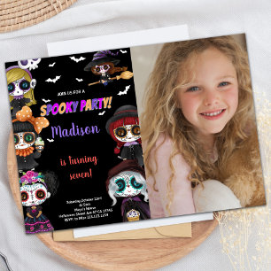 Invitation Photo Purple Éffrayant Black Halloween Anniversair