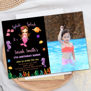 Invitation Photo Purple Orange Under the sea petite sirène