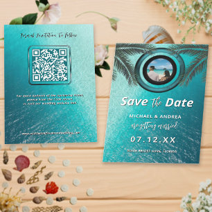 Invitation Photo   QR Code Beach Wedding Modern Enregistrer l