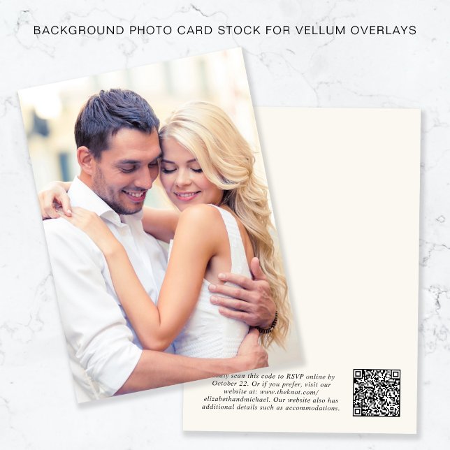 Invitation Photo QR Code Cream Arrière - plan Pour Revêtement (Créateur téléchargé)