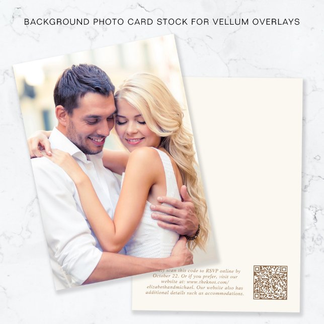 Invitation Photo QR Code Gold Cream Arrière - plan Vellum Ove (Créateur téléchargé)