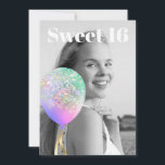 Invitation *~* PHOTO - Rainbow Sweet 16 Balloon AP29 Annivers<br><div class="desc">(rechercher AP29 pour des designs similaires sur différents produits) (Cette conception peut être facilement adaptée à N'IMPORTE QUEL ÂGE ou ÉVÉNEMENT )) Rejoignez si vous avez besoin d'aide. *~* Energy Enhanced SWEET 16 Anniversaire Invitation. Modifier / Modifier le texte et la photo de la douce fille d'anniversaire 16. Abstrait Artsy...</div>