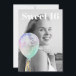 Invitation * Photo Rainbow Sweet 16 Balloon AP29 Anniversaire<br><div class="desc">(rechercher AP29 pour des designs similaires sur différents produits) (Cette conception peut être facilement adaptée à N'IMPORTE QUEL ÂGE ou ÉVÉNEMENT )) Rejoignez si vous avez besoin d'aide. *~* Energy Enhanced SWEET 16 Anniversaire Invitation. Modifier / Modifier le texte et la photo de la douce fille d'anniversaire 16. Abstrait Artsy...</div>