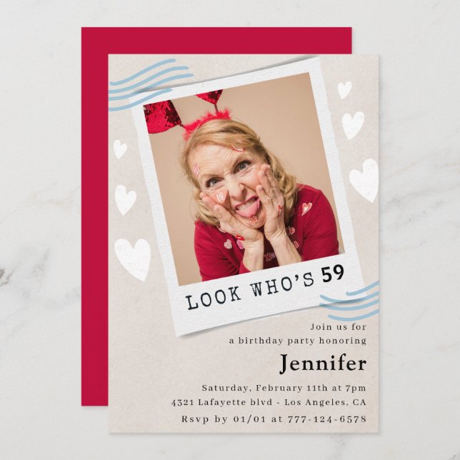 Invitation Photo Regardez qui fête ses 59 ans (Devant / Derrière)